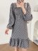 plaid  square neck long-sleeved backless dress nihaostyles wholesale clothing NSAM84956
