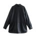 black imitation leather single-breasted shirt jacket nihaostyles wholesale clothing NSAM84963