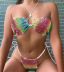 Grid Pearl rhinestone Bikini nihaostyles clothing wholesale NSXYA84971