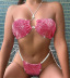 Grid Pearl rhinestone Bikini nihaostyles clothing wholesale NSXYA84971