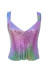 V-neck metal sequins solid color Slim-fit camisole nihaostyles clothing wholesale NSXYA84995