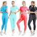 Seamless back Hollow Fast Dry t-shirt and high-waist and high-Elastic pants Fitness Yoga two-piece set nihaostyles wholesale clothing NSOUX85033