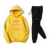 fleece yellow powder GIRL printed Hoodie pants two-piece set nihaostyles clothing wholesale NSYAY87402