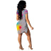high elastic pit strip short-sleeved ink-splattered print slit dress nihaostyles wholesale clothing NSRM85207
