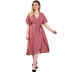 plus size polka-dot lace-up slit dress nihaostyles clothing wholesale NSWCJ85249