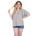 plus size striped V-neck loose T-shirt nihaostyles clothing wholesale NSWCJ85254