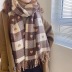 plaid love cashmere tassel scarf nihaostyles clothing wholesale NSCM85270