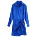 autumn lapel silk satin texture knotted shirt dress nihaostyles wholesale clothing NSAM85308