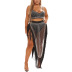 Rhinestone Camisole Tassel skirt nihaostyles clothing wholesale NSCYF85316