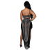 Rhinestone Camisole Tassel skirt nihaostyles clothing wholesale NSCYF85316