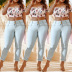 three waist buttons slim jeans nihaostyles clothing wholesale NSWL85333