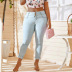 three waist buttons slim jeans nihaostyles clothing wholesale NSWL85333