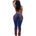 high waist slim plaid stitching jeans nihaostyles clothing wholesale NSWL85340