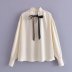 long-sleeved small stand-up collar bow tie blouse nihaostyles wholesale clothing NSAM85347