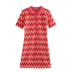 autumn lapel short-sleeved jacquard thin knit dress nihaostyles wholesale clothing NSAM85349
