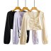 autumn v-neck drawstring satin long-sleeved top nihaostyles wholesale clothing NSAM85361