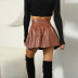 Pleated Pu Short Skirt NSQY85436