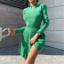 Knitted Solid Color Long-Sleeved Top Pleated Skirt 2 Piece Set NSHML85487
