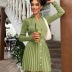 Knitted Solid Color Long-Sleeved Top Pleated Skirt 2 Piece Set NSHML85487