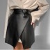 Pure Color Bandage Leather Skirt nihaostyles clothing wholesale NSHML85489