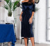 off-shoulder pleated velvet quarter-sleeve dress nihaostyles clothing wholesale NSHML85493