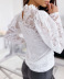 see-through puff sleeve stand collar lace top nihaostyles clothing wholesale NSHML85495
