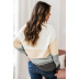 V-neck casual loose long-sleeved color stitching sweater nihaostyles wholesale clothing NSQSY85534