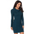 solid color lapel long-sleeved rib knit sweater dress nihaostyles wholesale clothing NSQSY85554