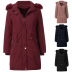 mid-length detachable large fur collar hooded plus velvet cotton-padded coat nihaostyles wholesale clothing NSNXH85616