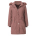 mid-length detachable large fur collar hooded plus velvet cotton-padded coat nihaostyles wholesale clothing NSNXH85616