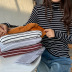 striped turtleneck plus velvet thick knitted shirt nihaostyles clothing wholesale NSFYF85647