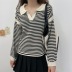 Contrast Stripes Loose Long-Sleeved Sweater NSFYF85648