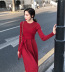 Mid-Length Over-The-Knee Knitted Dress NSFYF85650