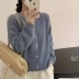 round neck loose long-sleeved waxy knitted cardigan nihaostyles clothing wholesale NSFYF85654