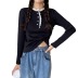 lace stitching button sweater nihaostyles clothing wholesale NSFYF85673