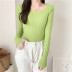 solid color square neck sweater nihaostyles clothing wholesale NSFYF85678