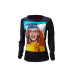 girl print loose long-sleeved T-shirt nihaostyles wholesale clothing NSWT85794