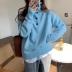 solid color loose high neck buttoned long-sleeved knitted sweater nihaostyles wholesale clothing NSQYS85866