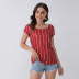 loose vertical stripes round neck T-shirt nihaostyles clothing wholesale NSWCJ85949