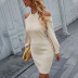 high elasticity receiving waist off-shoulder halterneck sweater dress nihaostyles wholesale clothing NSDY85970