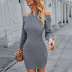 high elasticity receiving waist off-shoulder halterneck sweater dress nihaostyles wholesale clothing NSDY85970