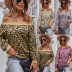 one-shoulder leopard print long-sleeved top nihaostyles wholesale clothing NSDY85973