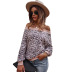 one-shoulder leopard print long-sleeved top nihaostyles wholesale clothing NSDY85973