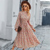 bohemian lace-up large swing long-sleeved floral dress nihaostyles wholesale clothing NSDY85987