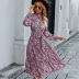 bohemian lace-up large swing long-sleeved floral dress nihaostyles wholesale clothing NSDY85987