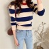 Round Neck Pullover Striped Slim Long-Sleeved Sweater NSFYF86034
