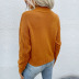 Solid Color High Neck Long Sleeve Loose Brown Sweater NSYYF86335