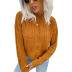 Solid Color High Neck Long Sleeve Loose Brown Sweater NSYYF86335