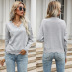 gray loose wave edge pullover bottoming sweater nihaostyles wholesale clothes NSYYF86336
