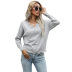 gray loose wave edge pullover bottoming sweater nihaostyles wholesale clothes NSYYF86336